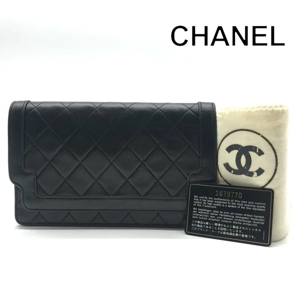 Autistic CHANEL 1989 black matelasse lambskin leather quilted clutch
